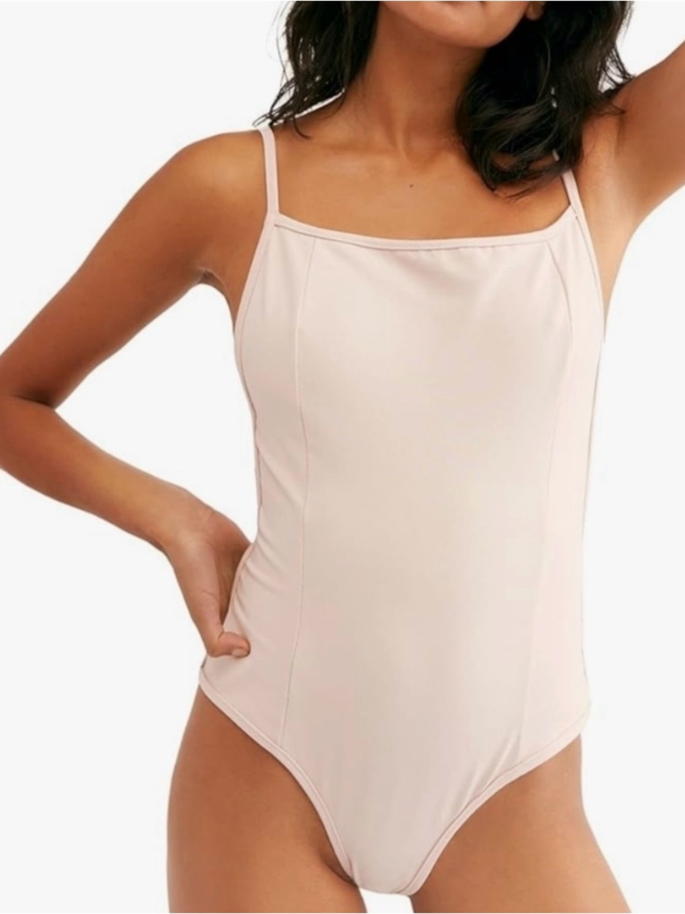 Intimately Free People Lila square neck thong bodysuit pink women’s M medium top